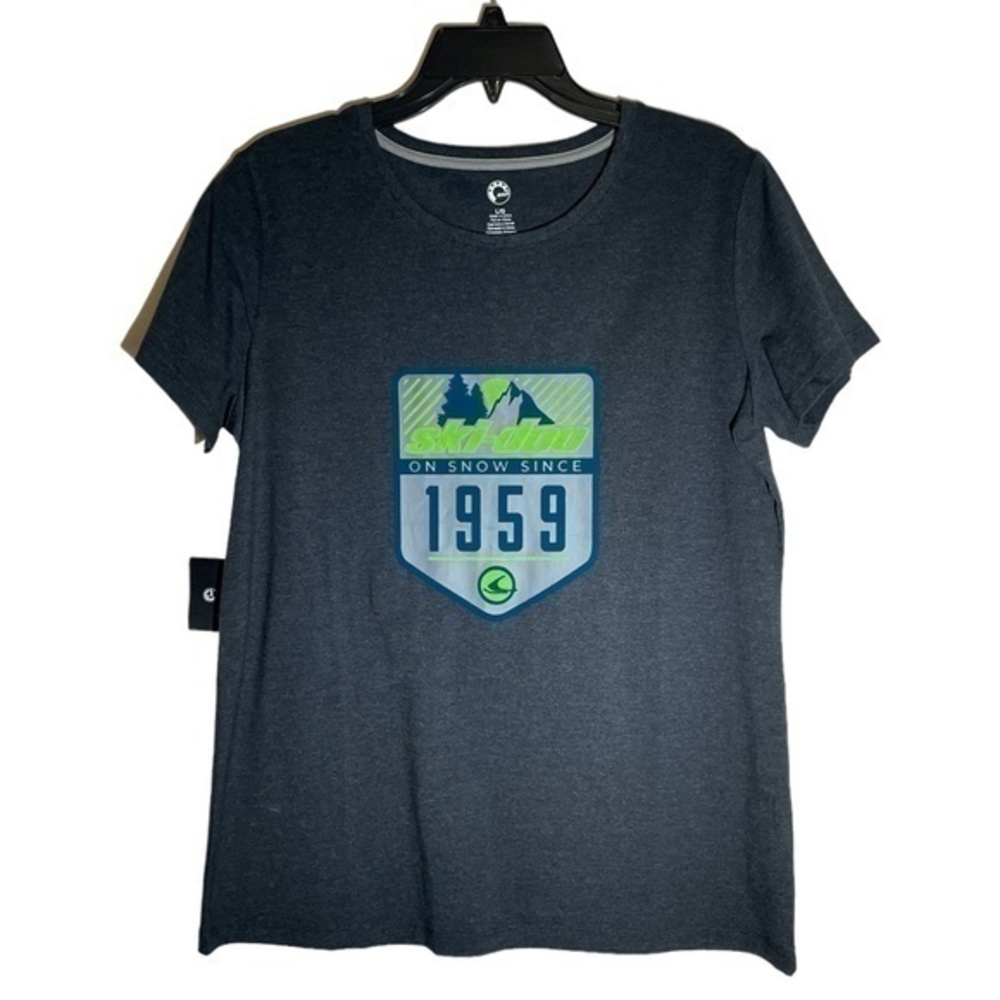 Ski-doo Womens T-Shirt Grey Signature Velvet Logo Graphic Size Large